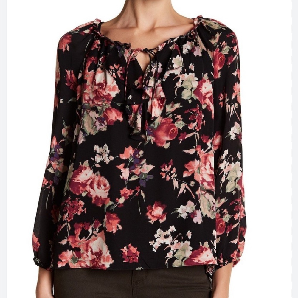Joie Floral Blouse - Black and Red